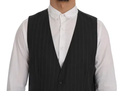 Dolce & Gabbana Elegant Gray Striped Vest Waistcoat In Gray