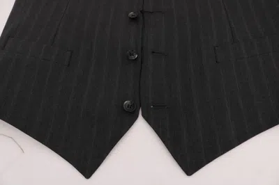 Dolce & Gabbana Elegant Gray Striped Vest Waistcoat In Gray