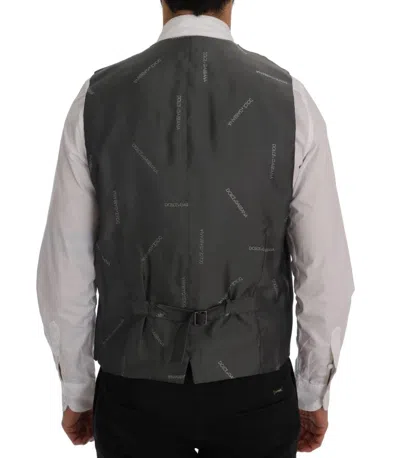 Dolce & Gabbana Gray Staff Cotton Striped Vest In Gray