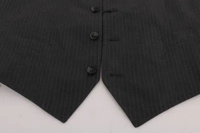 Dolce & Gabbana Gray Staff Cotton Striped Vest In Gray