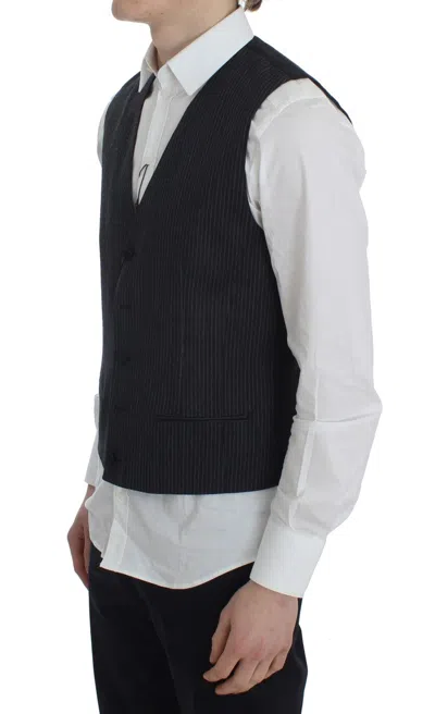 Dolce & Gabbana Gray Striped Formal Vest In Gray