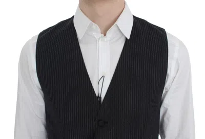 Dolce & Gabbana Gray Striped Formal Vest In Gray