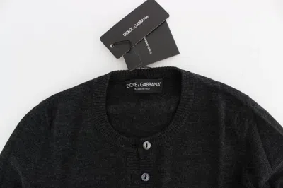 Dolce & Gabbana Gray Wool Button Cardigan Sweater In Gray