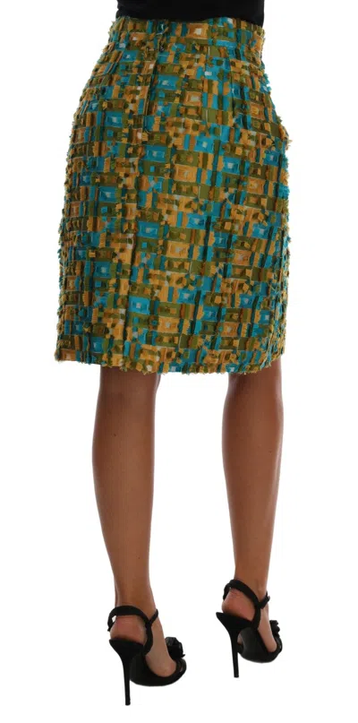 Dolce & Gabbana Multicolor Jacquard Straight Pencil Skirt In Multicolor