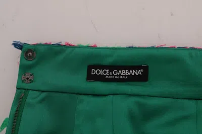 Dolce & Gabbana Pink Green Jacquard Pencil Skirt In Multicolor