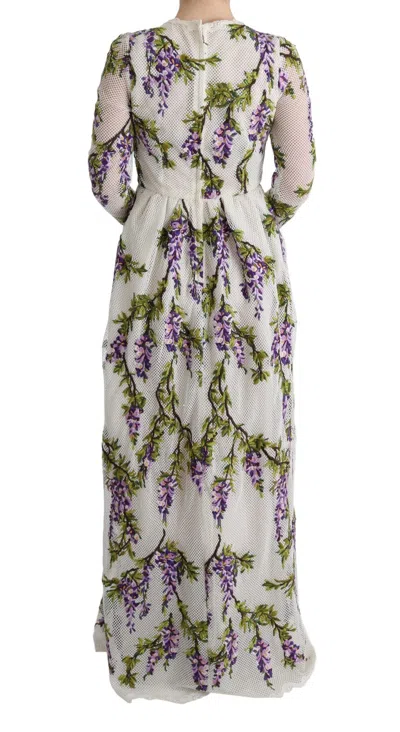 Dolce & Gabbana Elegant Maxi A-line Long Sleeve Dress In White