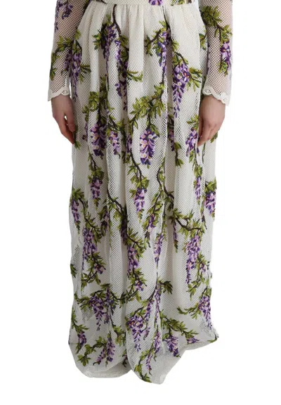 Dolce & Gabbana Elegant Maxi A-line Long Sleeve Dress In White