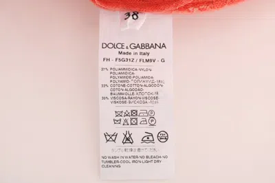 Dolce & Gabbana Orange Crystal Buttons Floral Lace Blouse In Orange