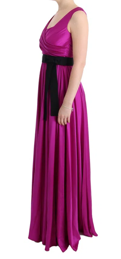 Dolce & Gabbana Pink Silk Stretch Shift Long Dress In Pink
