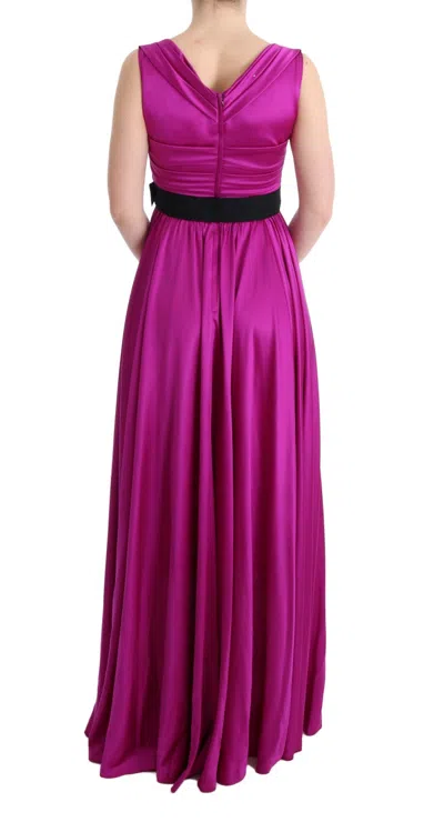 Dolce & Gabbana Pink Silk Stretch Shift Long Dress In Pink
