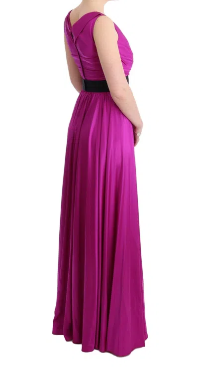 Dolce & Gabbana Pink Silk Stretch Shift Long Dress In Pink