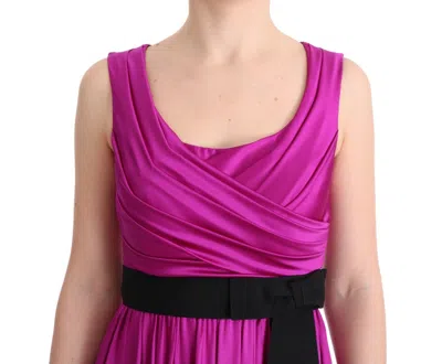 Dolce & Gabbana Pink Silk Stretch Shift Long Dress In Pink