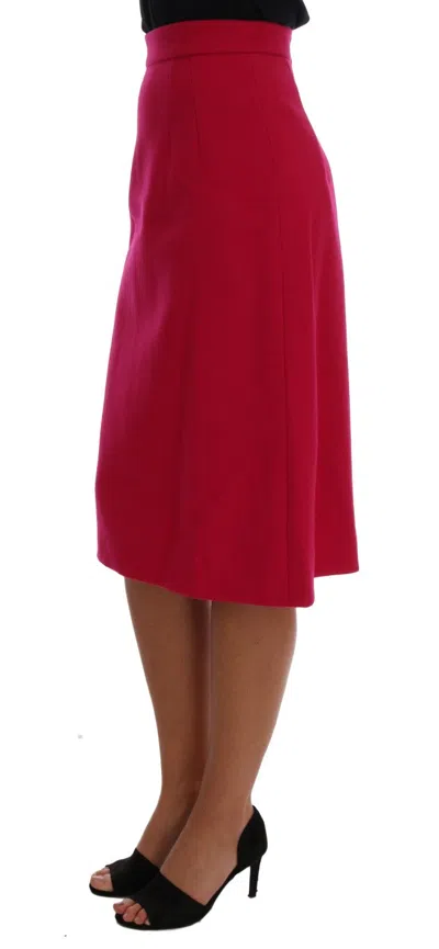 Dolce & Gabbana Elegant Pink Wool A-line Knee-length Skirt In Pink
