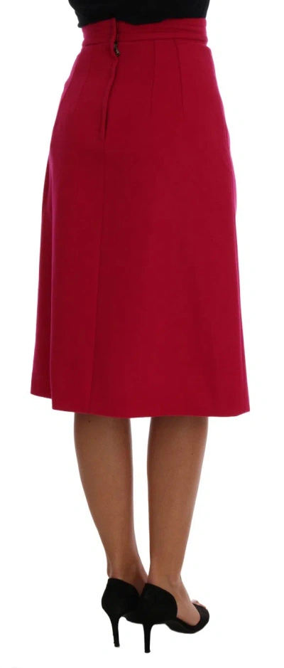 Dolce & Gabbana Elegant Pink Wool A-line Knee-length Skirt In Pink