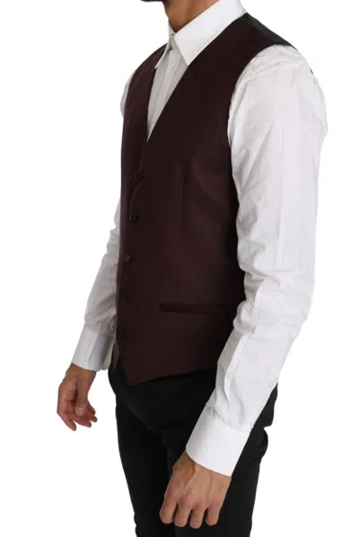 Dolce & Gabbana Purple Pattern Wool Silk Waistcoat Vest In Purple