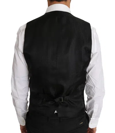 Dolce & Gabbana Purple Pattern Wool Silk Waistcoat Vest In Purple