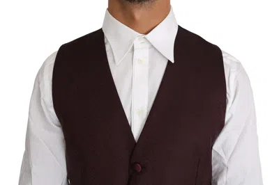 Dolce & Gabbana Purple Pattern Wool Silk Waistcoat Vest In Purple