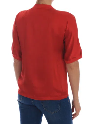 Dolce & Gabbana Red Silk Oranges Floral Crystal Blouse In Red