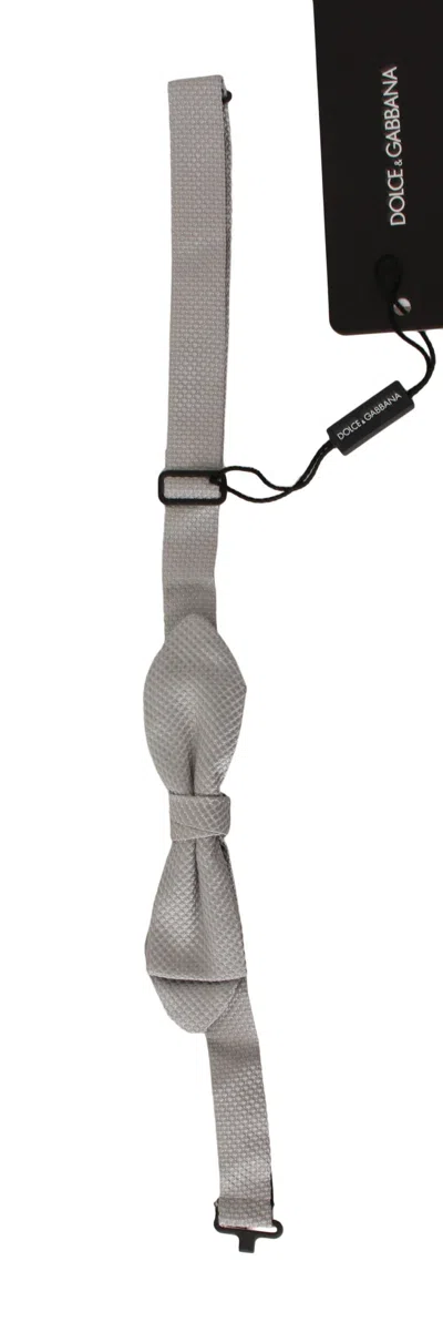 Dolce & Gabbana Elegant Silk Gray Bow Men's Tie In Gray