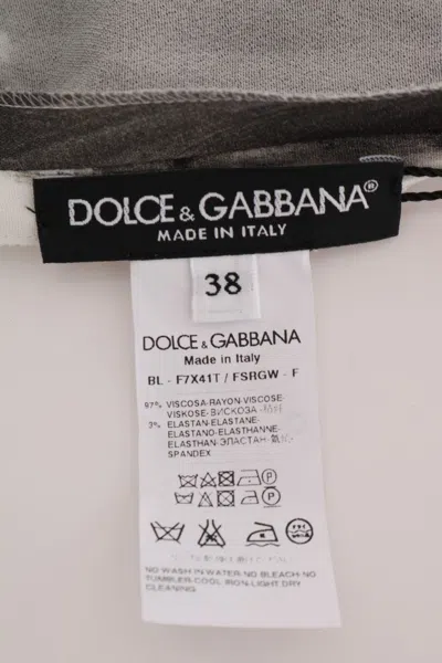 Dolce & Gabbana White Black Striped Printed Blouse Top In Black/white