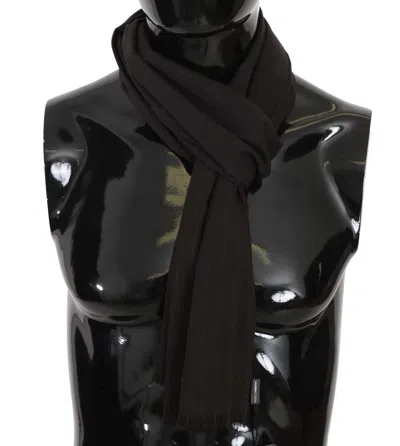 Dolce & Gabbana Brown Virgin Wool Striped Pattern Wrap Scarf In Brown