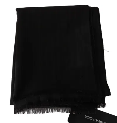 Dolce & Gabbana Brown Virgin Wool Striped Pattern Wrap Scarf In Brown