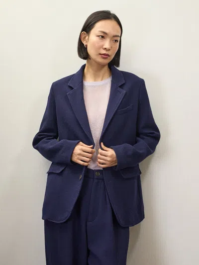 Alex Mill Holiday Things Annette Blazer In Wool Crepe In Evening Blue