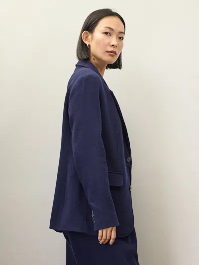 Alex Mill Holiday Things Annette Blazer In Wool Crepe In Evening Blue
