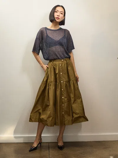 Alex Mill Holiday Things Foshay Skirt In Taffeta In Khaki