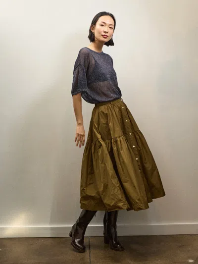 Alex Mill Holiday Things Foshay Skirt In Taffeta In Khaki