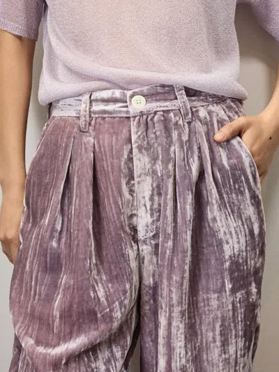 Alex Mill Holiday Things Walker Pleated Pant In Velvet In Lilac