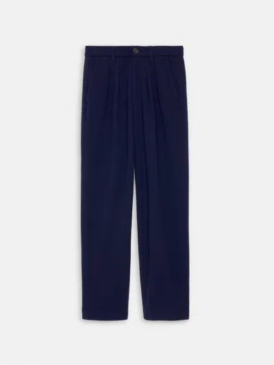 Alex Mill Holiday Things Walker Pleated Pant In Wool Crepe In Evening Blue