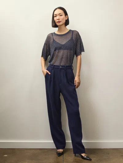 Alex Mill Holiday Things Walker Pleated Pant In Wool Crepe In Evening Blue