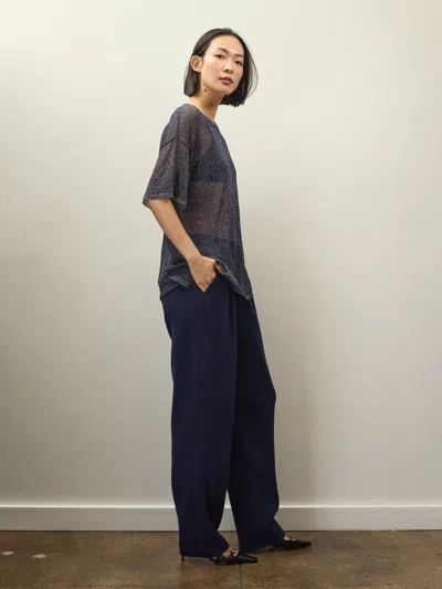 Alex Mill Holiday Things Walker Pleated Pant In Wool Crepe In Evening Blue