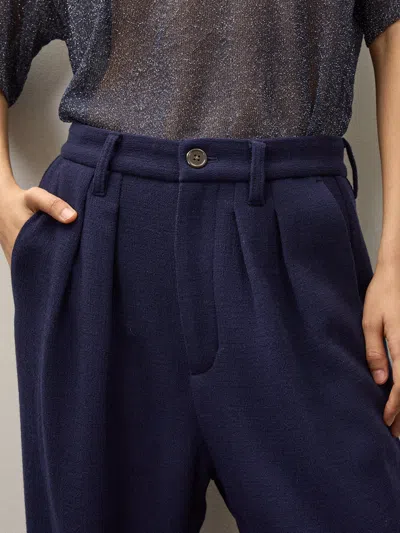 Alex Mill Holiday Things Walker Pleated Pant In Wool Crepe In Evening Blue