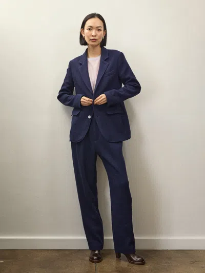 Alex Mill Holiday Things Walker Pleated Pant In Wool Crepe In Evening Blue