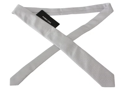 Dolce & Gabbana White Patterned Classic Mens Slim Necktie Tie In White