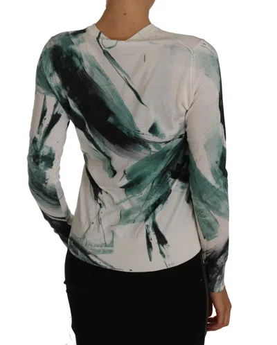 Dolce & Gabbana White Silk Cardigan Lightweight Paint Stroke Sweater In White