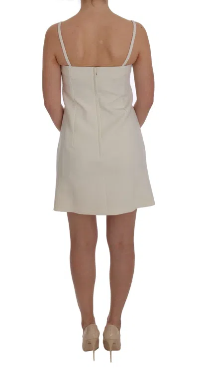 Dolce & Gabbana White Wool Stretch Brooch Shift Dress In White