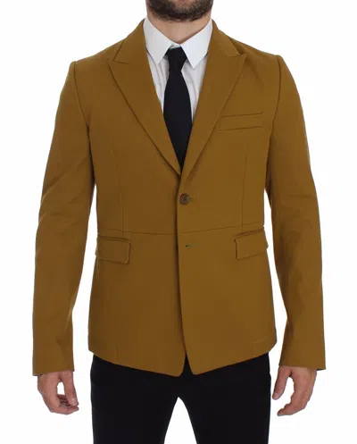 Dolce & Gabbana Yellow Cotton Stretch Blazer In Yellow