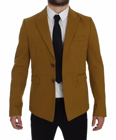 Dolce & Gabbana Yellow Cotton Stretch Blazer In Yellow