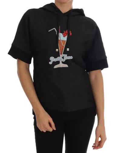 Dolce & Gabbana Black Fairy Tale Crystal Hooded Sweater In Black