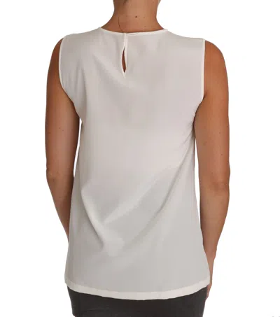 Dolce & Gabbana White Silk Embellished Crystal Sequin Fairy Top In White