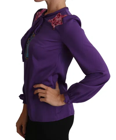 Dolce & Gabbana Purple Blouse Prince  Fairy Tale Embellished  Top In Purple