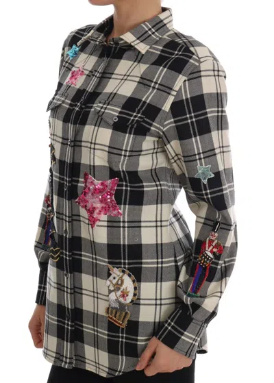 Dolce & Gabbana Black White Fairy Tale Crystal Shirt In Black/white