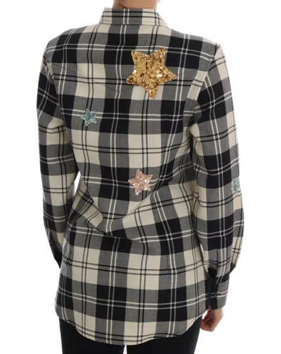 Dolce & Gabbana Black White Fairy Tale Crystal Shirt In Black/white