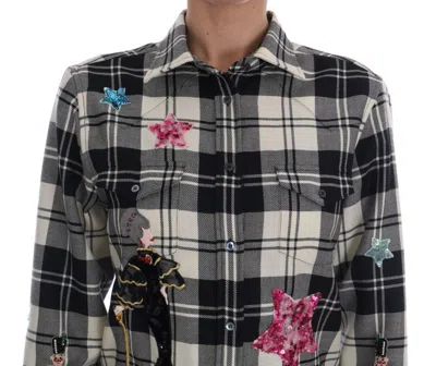 Dolce & Gabbana Black White Fairy Tale Crystal Shirt In Black/white