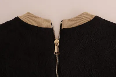 Dolce & Gabbana Black Fairy Tale Brocade Zipper Sweater In Black