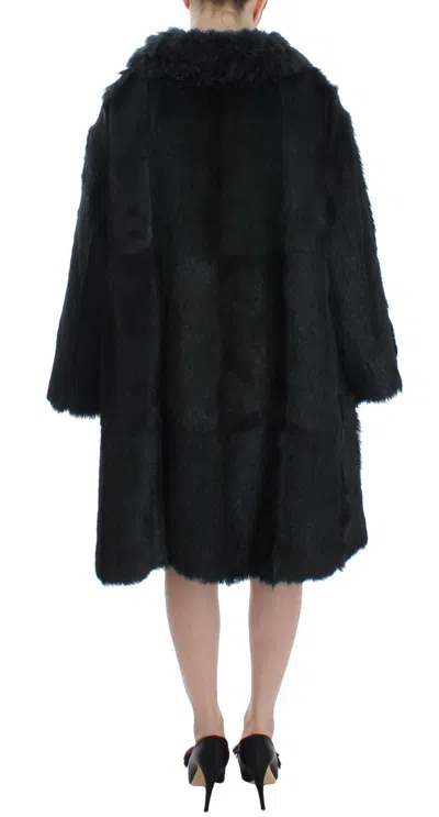 Dolce & Gabbana Black Goat Fur Shearling Long Jacket Coat In Black