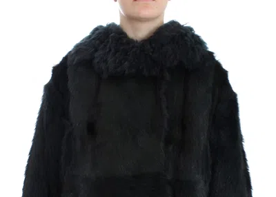 Dolce & Gabbana Black Goat Fur Shearling Long Jacket Coat In Black
